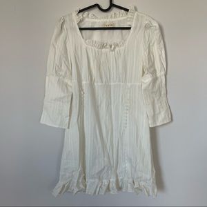 Korean mid-sleeve white squared-neck dress, brand new